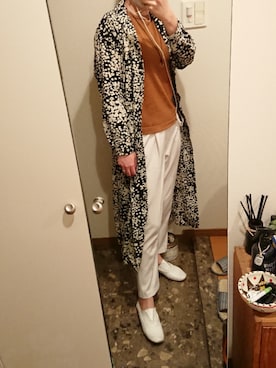 「フラワープリント」｜「アイテム（スリッポン）」を使った、リーダーさん（レディース・165cm）の夏コーディネート