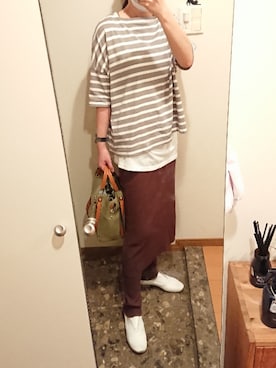 「COON（クーン）のアイテム」を使った、リーダーさん（レディース・165cm）の秋コーディネート