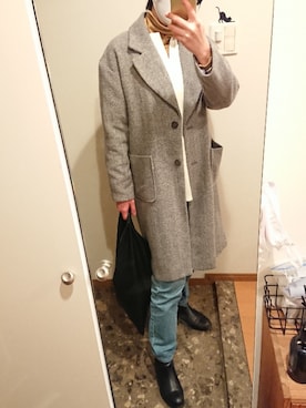 「アイテム（チェスターコート）」を使った、リーダーさん（レディース・165cm・40代）の冬コーディネート