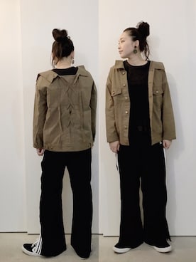 「ぺプラムトップス」｜「アイテム（ブルゾン）」を使った、CA★RIさん（レディース・163cm）の秋コーディネート