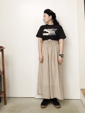 「PUMA」｜「アイテム（ハンチング/ベレー帽）」を使った、CA★RIさん（レディース・163cm）の春コーディネート