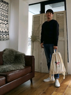 「MAISON KITSUNE」｜「アイテム（スリッポン）」を使った、omiさん（メンズ・172cm）の春コーディネート