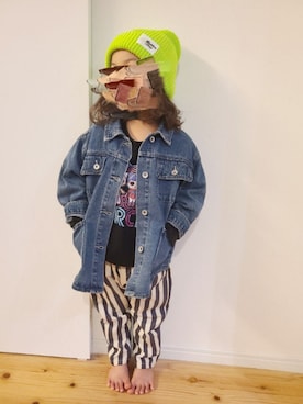 「coca（coca）（コカ）のアイテム（ジャケット/アウター）」を使った、H!ROWさん（キッズ・110cm）の春コーディネート
