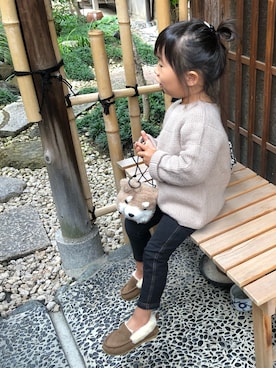 「アイテム（モカシン/デッキシューズ）」を使った、mimoさん（キッズ・90cm）の秋コーディネート