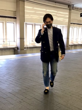 「BLUE BLUE（ブルーブルー）のアイテム（デニムパンツ）」を使った、ねぎそんさん（メンズ・168cm）の春コーディネート