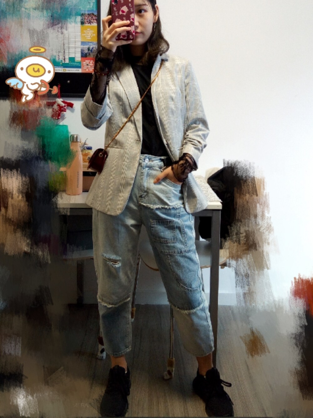 「ootd、daily look、TODAYFUL、出街look、夏」｜「UNIQLOのアイテム（Tシャツ/カットソー、ブラック系）」を使った、Jeldaaaさん（レディース・162cm）の夏コーディネートの1枚目の写真
