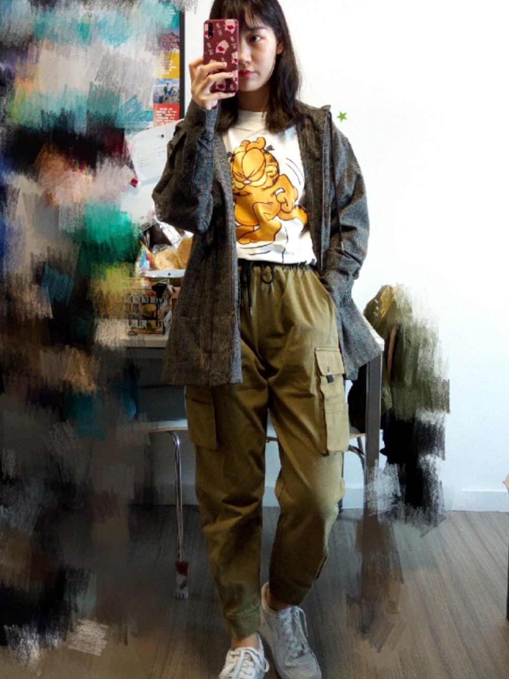 「ootd、daily look、日常、休闲、低身長」｜「泡菜的店のアイテム（チノパンツ、グリーン系）」を使った、Jeldaaaさん（レディース・162cm）の夏コーディネートの1枚目の写真