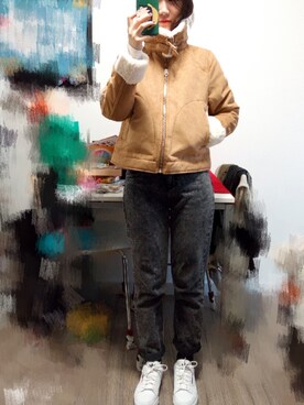 「H&M（エイチ・アンド・エム）のアイテム（ブルゾン）」を使った、Jeldaaaさん（レディース・162cm）の冬コーディネート