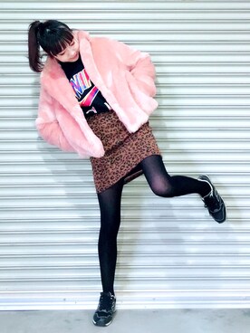 「Avail（アベイル）のアイテム（Other outerwear、ピンク系）」を使った、あむさん（レディース・166cm）の冬コーディネート