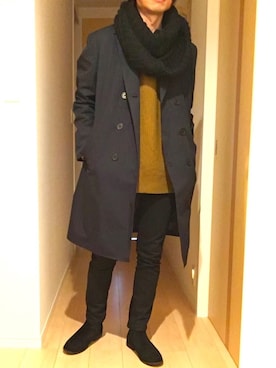 「スヌード」｜「アイテム（トレンチコート）」を使った、hirotakaさん（メンズ・173cm）の冬コーディネート