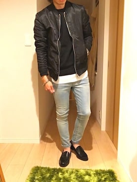 「ブレスレット」｜「アイテム（MA-1）」を使った、hirotakaさん（メンズ・173cm）の春コーディネート