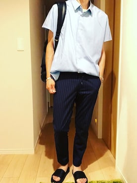 「CIAOPANIC TYPY（チャオパニックティピー）のクールマックスイージーパンツ（スラックス）」を使った、hirotakaさん（メンズ・173cm）の夏コーディネート