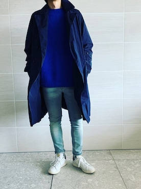 「スタンスミス」｜「アイテム（ステンカラーコート）」を使った、hirotakaさん（メンズ・173cm）の春コーディネート