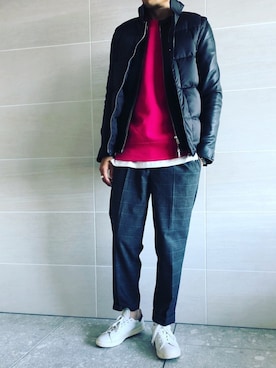 「STUDIOUS（ステュディオス）のアイテム（ダウンベスト）」を使った、hirotakaさん（メンズ・173cm）の春コーディネート