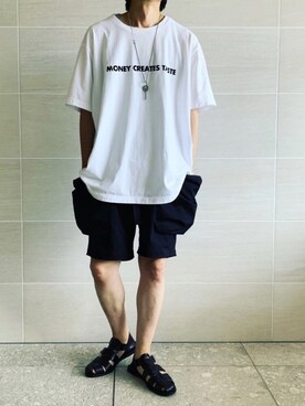 「NANO universe（ナノユニバース）のアイテム（サンダル）」を使った、hirotakaさん（メンズ・173cm）の夏コーディネート