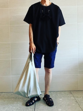 「NANO universe（ナノユニバース）のアイテム（サンダル）」を使った、hirotakaさん（メンズ・173cm）の夏コーディネート