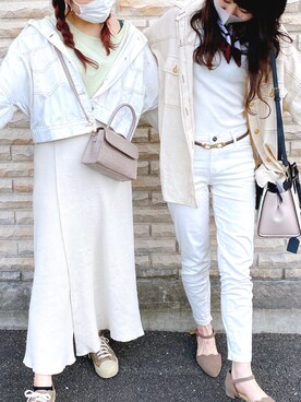 デニムジャケットを使った 白ジージャン の人気ファッションコーディネート Wear