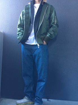 「neonsign」｜「アイテム（MA-1）」を使った、fukudasさん（メンズ・178cm）の秋コーディネート