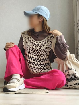 「no brand（ノーブランド）のアイテム（帽子）」を使った、yuma🎨さん（レディース・154cm）の春コーディネート