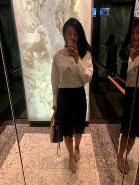 「GEOX（ジェオックス）のアイテム」を使った、Sharon Zhangさん（レディース・168cm）の春コーディネート