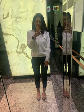 「sandro（サンドロ）のアイテム」を使った、Sharon Zhangさん（レディース・168cm）の春コーディネート