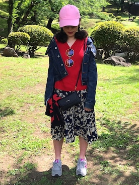 「派手色1色」｜朱羽さん（レディース・153cm）の春コーディネート