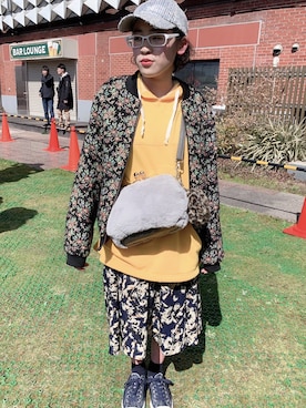 「派手色1色」｜朱羽さん（レディース・153cm）の春コーディネート