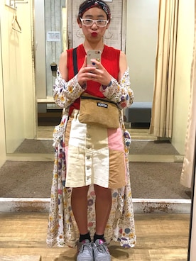 「MALAIKA（マライカ）のアイテム（その他アウター）」を使った、朱羽さん（レディース・153cm）の夏コーディネート