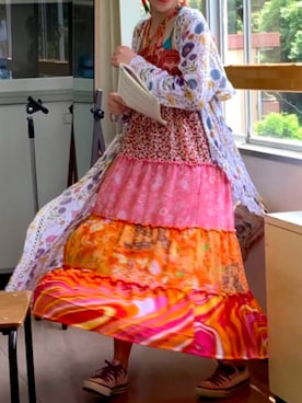 「MALAIKA（マライカ）のアイテム（その他アウター）」を使った、朱羽さん（レディース・153cm）の夏コーディネート