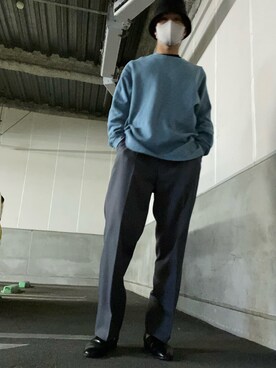 「niko and...（ニコアンド）のアイテム（スウェット、ブルー系）」を使った、hayate178wearさん（メンズ・177cm）の秋コーディネート