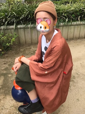 「乱痴気（ランチキ）のアイテム（帽子）」を使った、Hiroko さん（レディース・165cm）の夏コーディネート