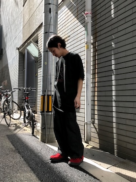 「SAKULA（サクラ）のアイテム」を使った、福島大さん（メンズ・156cm）の春コーディネート