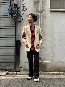 「PRO-Keds（プロケッズ）のアイテム」を使った、福島大さん（メンズ・156cm）の夏コーディネート