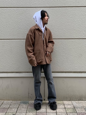 「GEORGE COX（ジョージコックス）のアイテム」を使った、福島大さん（メンズ・156cm）の秋コーディネート