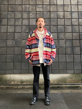 「アイテム（ブルゾン、ブルー系）」を使った、福島大さん（メンズ・156cm）の秋コーディネート