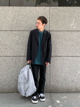 「OUTDOOR PRODUCTS（アウトドアプロダクツ）のアイテム（バックパック/リュック）」を使った、福島大さん（メンズ・156cm）の春コーディネート