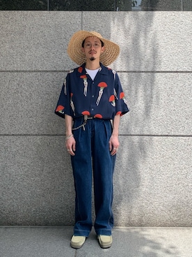 「CIAOPANIC（チャオパニック）のアイテム（帽子）」を使った、福島大さん（メンズ・156cm）の春コーディネート