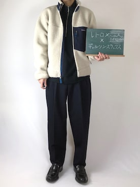 「レトロX」｜「アイテム（スラックス）」を使った、Kazuyukiさん（メンズ・170cm）の冬コーディネート