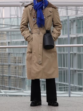 「Engineered Garments（エンジニアードガーメンツ）のアイテム（トレンチコート）」を使った、Kazuyukiさん（メンズ・170cm）の冬コーディネート