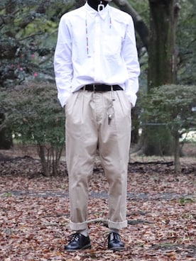 「COMME des GARCONS HOMME DEUX（コムデギャルソンオムドゥ）のアイテム（シューズ）」を使った、Kazuyukiさん（メンズ・170cm）の冬コーディネート