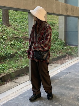 「POLO RALPH LAUREN（ポロ ラルフ ローレン）のアイテム（衬衫、レッド系）」を使った、ようさん（レディース・158cm）の秋コーディネート