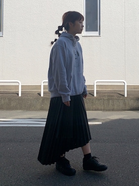 「HARE（ハレ）のプリーツアシメレイヤードスカート(HARE)（裙子、ブラック系）」を使った、ようさん（レディース・158cm）の秋コーディネート