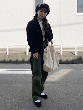 「usedのアイテム（帽子、ブルー系）」を使った、ようさん（レディース・158cm）の秋コーディネート
