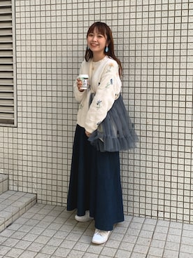 「LLBean SIGNATURE（エルエルビーンシグネチャー）のアイテム（针织衫、ホワイト系）」を使った、ようさん（レディース・158cm）の秋コーディネート