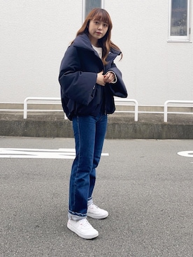 「UNIQLO（ユニクロ）のアイテム（羽绒衣/大衣、ブルー系）」を使った、ようさん（レディース・158cm）の秋コーディネート