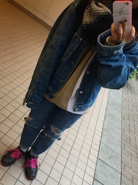 「お気に入りコーデ」｜「アイテム（デニムジャケット）」を使った、アラリリさん（レディース・155cm）の冬コーディネート