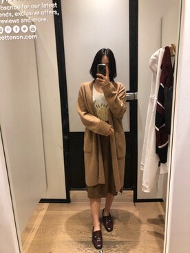 「アイテム（ピーコート、ゴールド系）」を使った、蹦跳的豆沙包さん（レディース・169cm）の春コーディネート