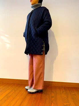 「MARECHAL TERRE（マルシャルテル）のキルティングコート（その他アウター、ブルー系）」を使った、AKiさん（レディース・164cm）の秋コーディネート