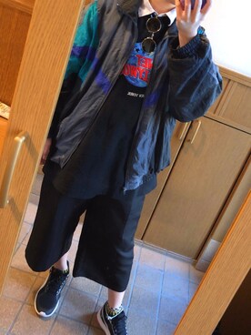「UNIQLO（ユニクロ）のアイテム（衬衫、ブルー系）」を使った、ゆきのこさん（レディース・163cm）の春コーディネート