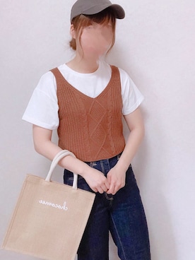 「chocomee（チョコミー）のアイテム（キャップ）」を使った、rinaさん（レディース・168cm）の秋コーディネート